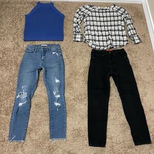 ALL 4pc Bundle Women’s Small 25 26 High Waist Jeans & Tops Mix & Match Outfits